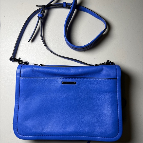 NWOT Rebecca Minkoff Bright Blue Leather Flap Crossbody Bag Clip Dust Bag - Picture 11 of 11